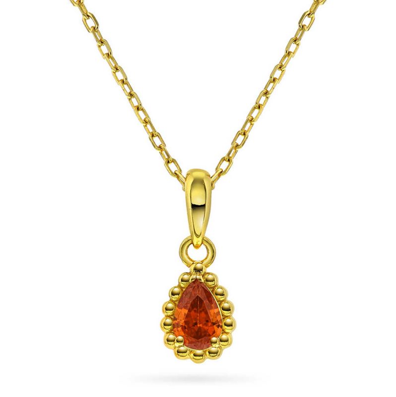 Smykke i sølv med dyp orange zirkonia