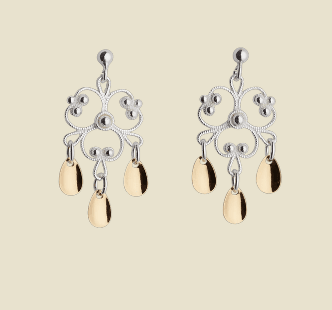 Hovedbilde Øyrepynt, kvit/forgylt