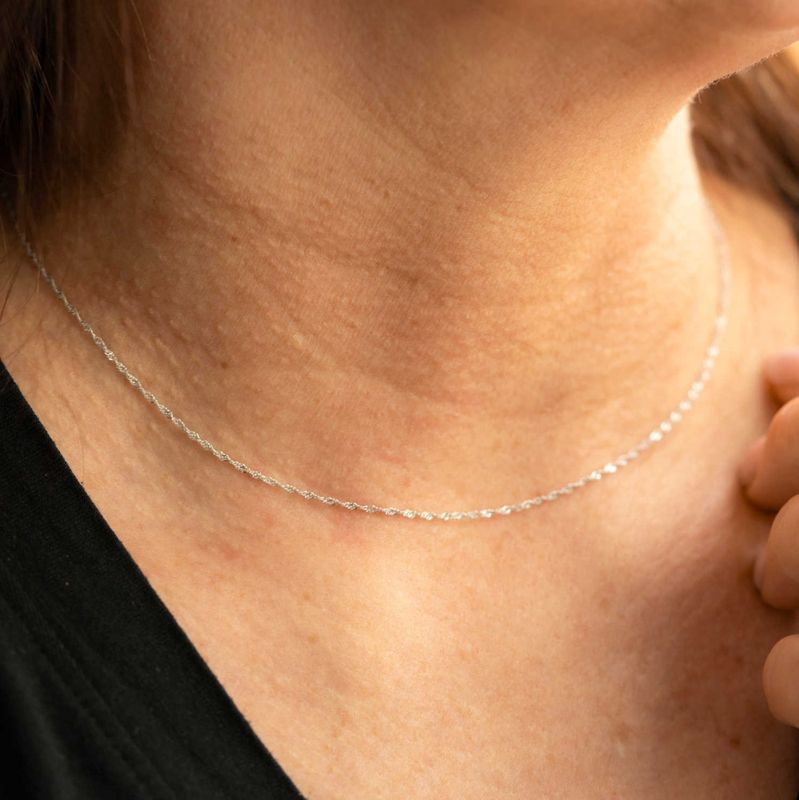 Singapore kjede i sølv 1,2 mm 50 cm rhodinert