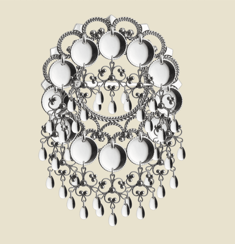 Sølje med 16 mm trådkantlauv oksidert eller hvit